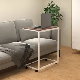 Galdiņš Ar Riteņiem, Balts, 55X35X70 Cm, Inženierijas Koks Vidaxl