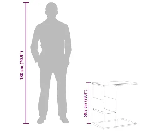 Galdiņš, Melns, 55X36X59,5 Cm, Inženierijas Koks Vidaxl