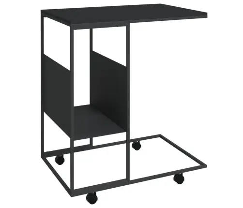 Galdiņš Ar Riteņiem, 55X36X63,5 Cm, Inženierijas Koks, Melns Vidaxl