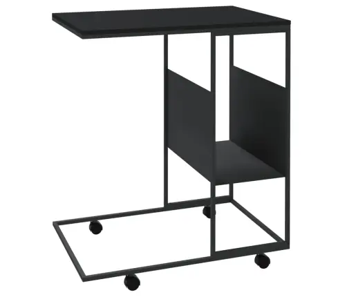 Galdiņš Ar Riteņiem, 55X36X63,5 Cm, Inženierijas Koks, Melns Vidaxl