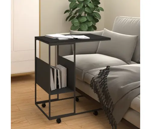 Galdiņš Ar Riteņiem, 55X36X63,5 Cm, Inženierijas Koks, Melns Vidaxl