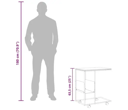 Galdiņš Ar Riteņiem, Balts, 55X36X63,5 Cm, Inženierijas Koks Vidaxl