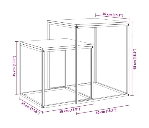 Kafijas Galdiņi, 2 Gab., Inženierijas Koks Un Metāls Vidaxl