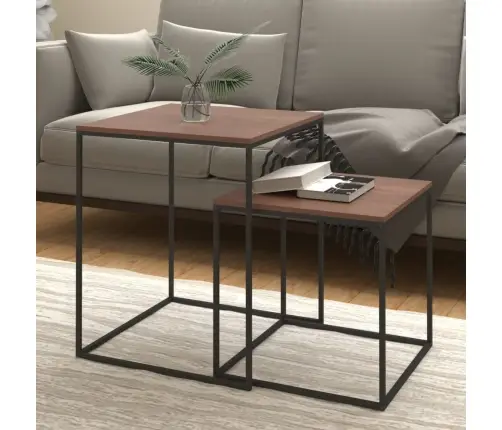 Kafijas Galdiņi, 2 Gab., Inženierijas Koks Un Metāls Vidaxl Kafijas Galdiņi, 2 Gab., Inženierijas Koks Un Metāls Vidaxl