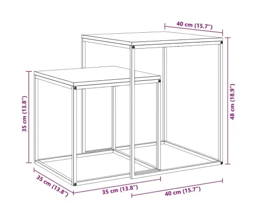 Kohvilaua Komplekt 2 Tk, Tehispuit Ja Metall