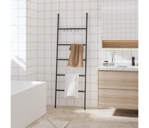 Dvieļu Pakaramais, 5 Līmeņi, Melns, 58X175 Cm, Dzelzs Vidaxl