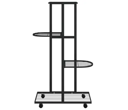 Puķu Statīvs Ar Riteņiem, 4 Līmeņi, 44X23X80 Cm, Melns, Dzelzs Vidaxl