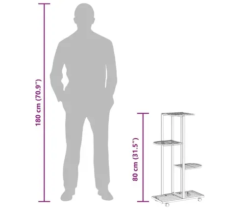 4 Tasandiga Lillealus Ratastel 44X23X80 Cm Must Raud