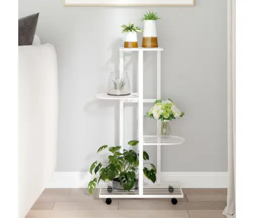 Puķu Statīvs Ar Riteņiem, 4 Līmeņi, 44X23X80 Cm, Balts, Dzelzs Vidaxl Puķu Statīvs Ar Riteņiem, 4 Līmeņi, 44X23X80 Cm, Balts, Dzelzs Vidaxl