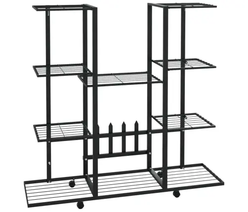 Puķu Statīvs Ar Riteņiem, 94,5X24,5X91,5 Cm, Melns, Dzelzs Vidaxl
