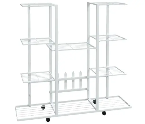 Puķu Statīvs Ar Riteņiem, 94,5X24,5X91,5 Cm, Balts, Dzelzs Vidaxl