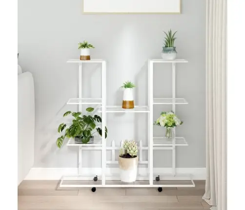 Puķu Statīvs Ar Riteņiem, 94,5X24,5X91,5 Cm, Balts, Dzelzs Vidaxl