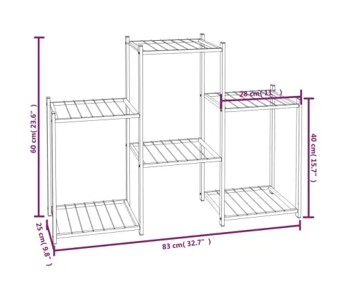 Puķu Statīvs, 83X25X60 Cm, Melns, Dzelzs Vidaxl