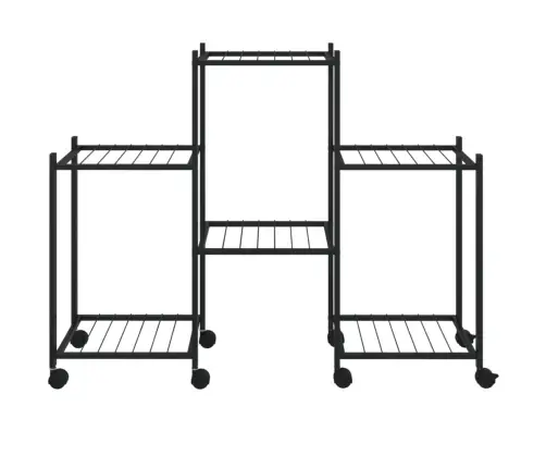 Puķu Statīvs Ar Riteņiem, 83X25X63,5 Cm, Melns, Dzelzs Vidaxl