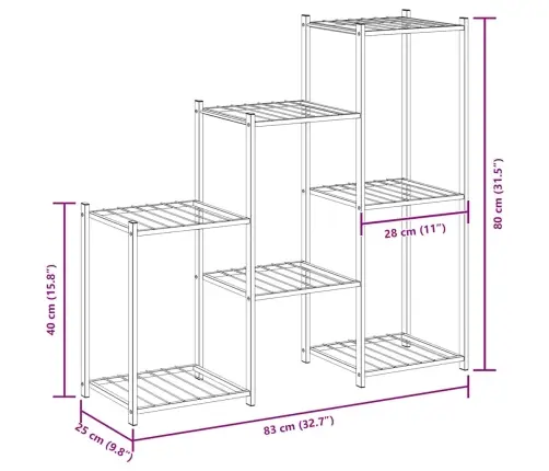 Puķu Statīvs, 83X25X80 Cm, Melns, Dzelzs Vidaxl