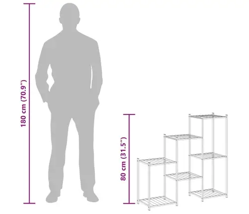 Puķu Statīvs, 83X25X80 Cm, Melns, Dzelzs Vidaxl