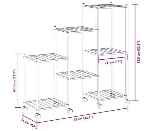 Lillealus Ratastel, 83 X 25 X 83,5 cm Must, Raud