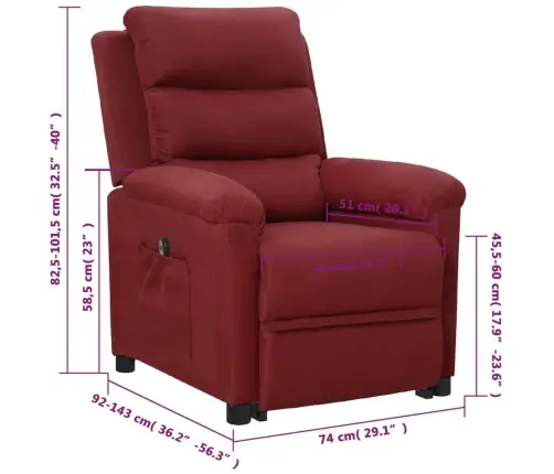 Püsti Tõusmist Toetav Tugitool, Veinipunane, Kangas