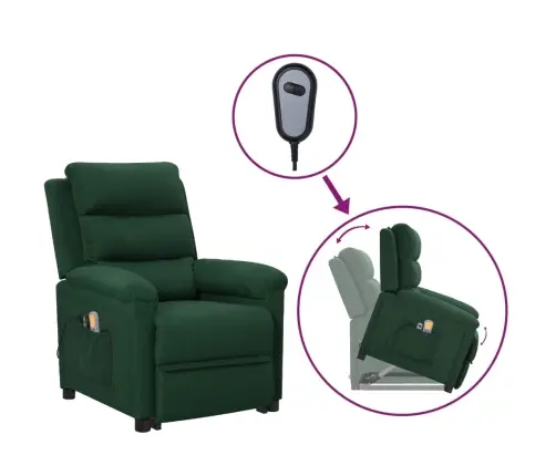 Atsistojantis Masažinis Krėslas, Tamsiai Žalias, Audinys