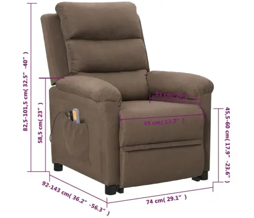 Püstitõusmist Toetav Massaažitool, Pruunikashall, Kangas