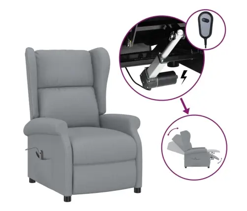 Elektrisks Atpūtas Krēsls, Atgāžams, Gaiši Pelēks Audums Vidaxl