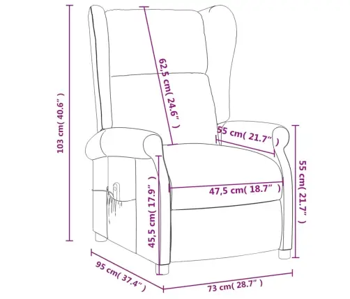 Elektrisks Atpūtas Krēsls, Atgāžams, Melns Audums Vidaxl