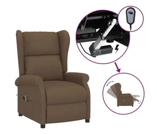 Elektrisks Atpūtas Krēsls, Atgāžams, Brūns, Audums Vidaxl