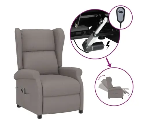 Elektrisks Atpūtas Krēsls, Atgāžams, Pelēkbrūns, Audums Vidaxl