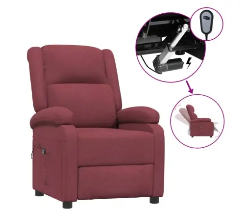 Elektrisks Atpūtas Krēsls, Atgāžams, Vīnsarkans Audums Vidaxl