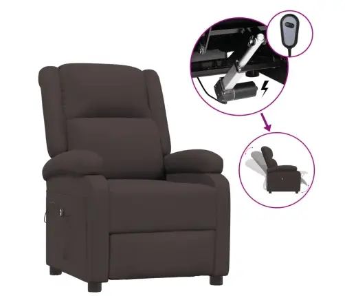 Elektrisks Atpūtas Krēsls, Atgāžams, Tumši Brūns Audums Vidaxl