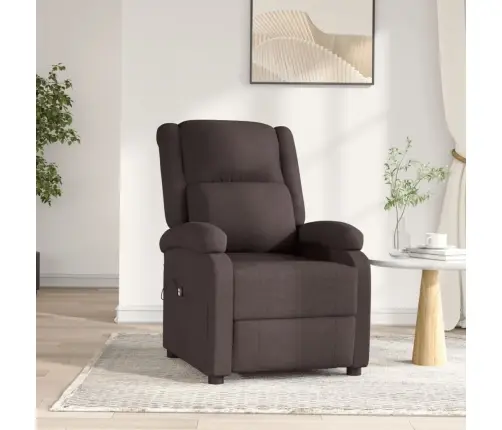 Elektrisks Atpūtas Krēsls, Atgāžams, Tumši Brūns Audums Vidaxl