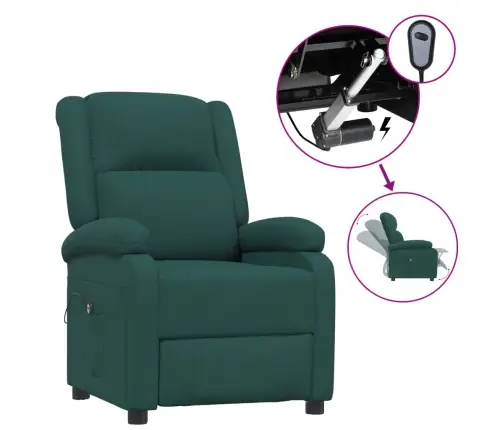 Elektrinis Atlošiamas Krėslas, Tamsiai Žalios Spalvos, Audinys