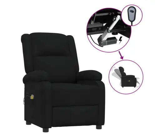 Elektrisks Masāžas Krēsls, Melns Audums Vidaxl