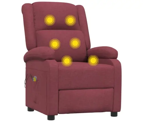 Elektrisks Masāžas Krēsls, Vīnsarkans Audums Vidaxl
