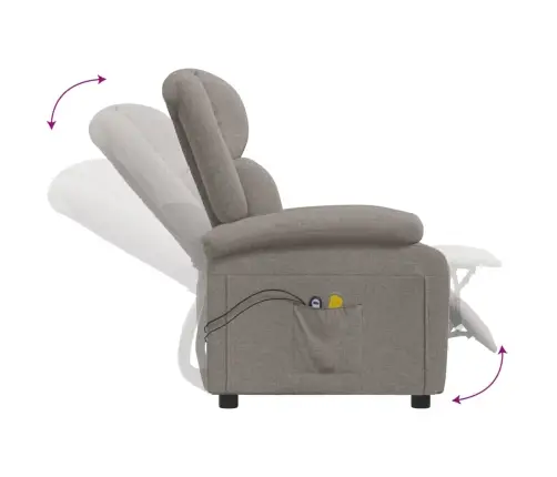 Elektrisks Masāžas Krēsls, Pelēkbrūns Audums Vidaxl