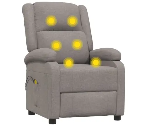 Elektrisks Masāžas Krēsls, Pelēkbrūns Audums Vidaxl