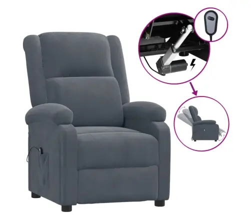 Elektrisks Atpūtas Krēsls, Atgāžams, Tumši Pelēks Samts Vidaxl