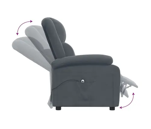 Elektrisks Atpūtas Krēsls, Atgāžams, Tumši Pelēks Samts Vidaxl