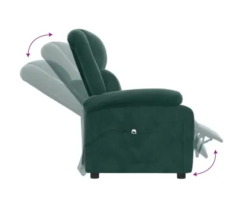 Elektrisks Atpūtas Krēsls, Atgāžams, Tumši Zaļš Samts Vidaxl