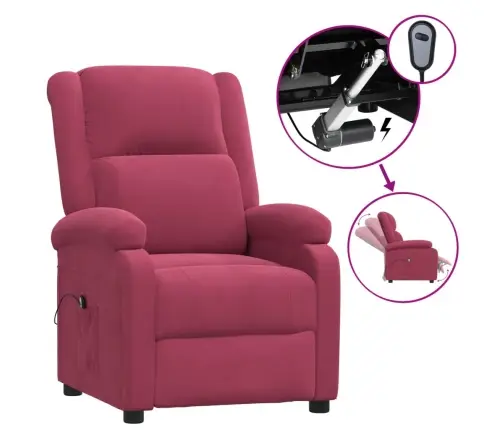 Elektrisks Atpūtas Krēsls, Atgāžams, Vīnsarkans Samts Vidaxl