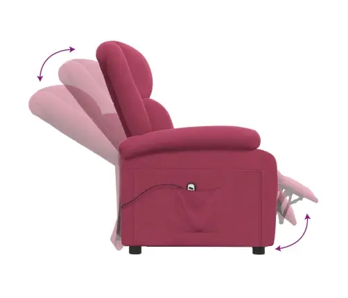 Elektrisks Atpūtas Krēsls, Atgāžams, Vīnsarkans Samts Vidaxl