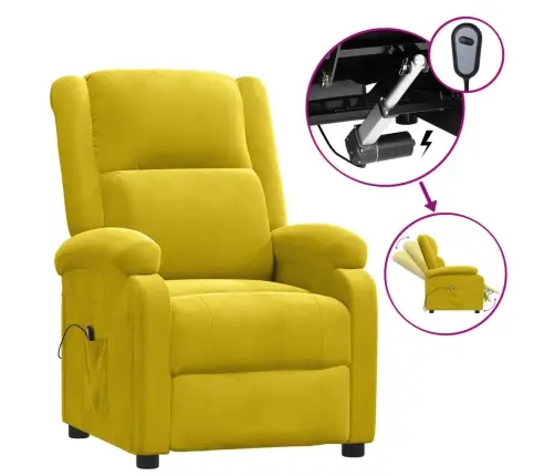 Elektrisks Atpūtas Krēsls, Atgāžams, Dzeltens Samts Vidaxl