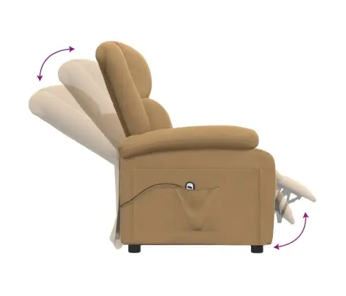 Elektrisks Atpūtas Krēsls, Atgāžams, Brūns Samts Vidaxl