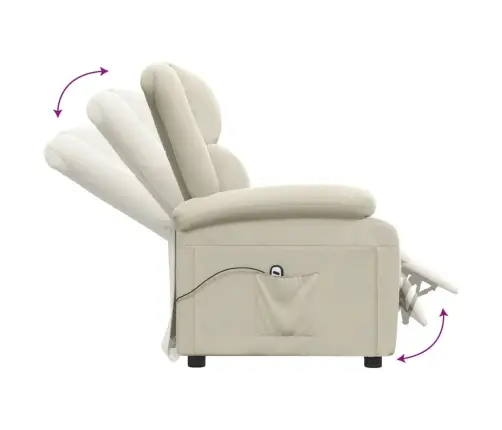 Elektrisks Atpūtas Krēsls, Atgāžams, Krēmkrāsas Samts Vidaxl