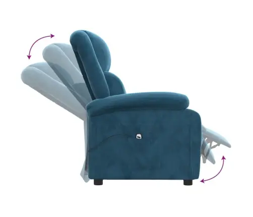 Elektrisks Atpūtas Krēsls, Atgāžams, Zils Samts Vidaxl