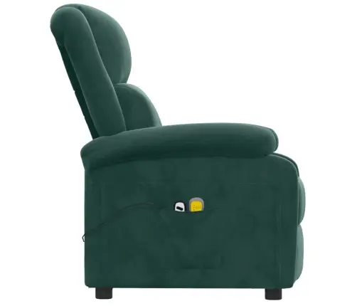 Elektrisks Masāžas Krēsls, Tumši Zaļš Samts Vidaxl