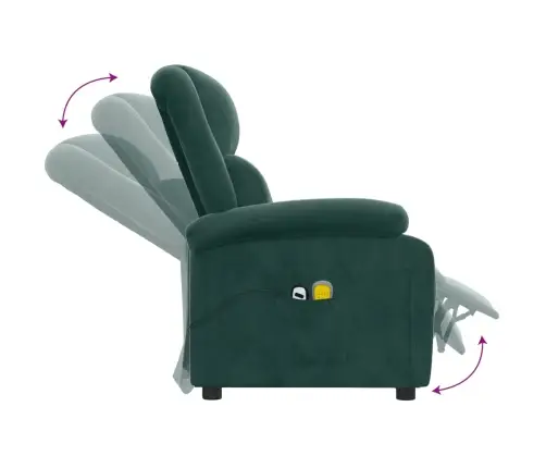 Elektrisks Masāžas Krēsls, Tumši Zaļš Samts Vidaxl