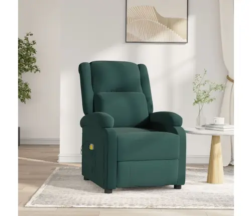 Elektrisks Masāžas Krēsls, Tumši Zaļš Samts Vidaxl