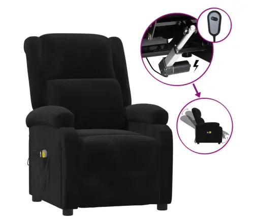 Elektrisks Masāžas Krēsls, Melns Samts Vidaxl