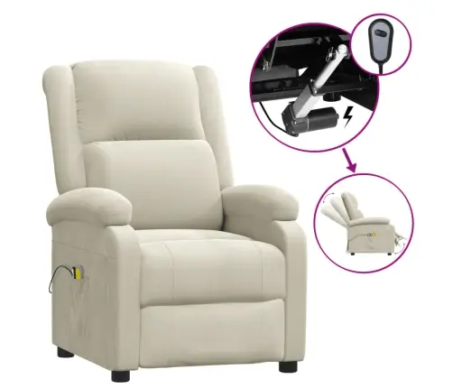 Elektriskais Masāžas Krēsls, Krēmkrāsas Samts Vidaxl